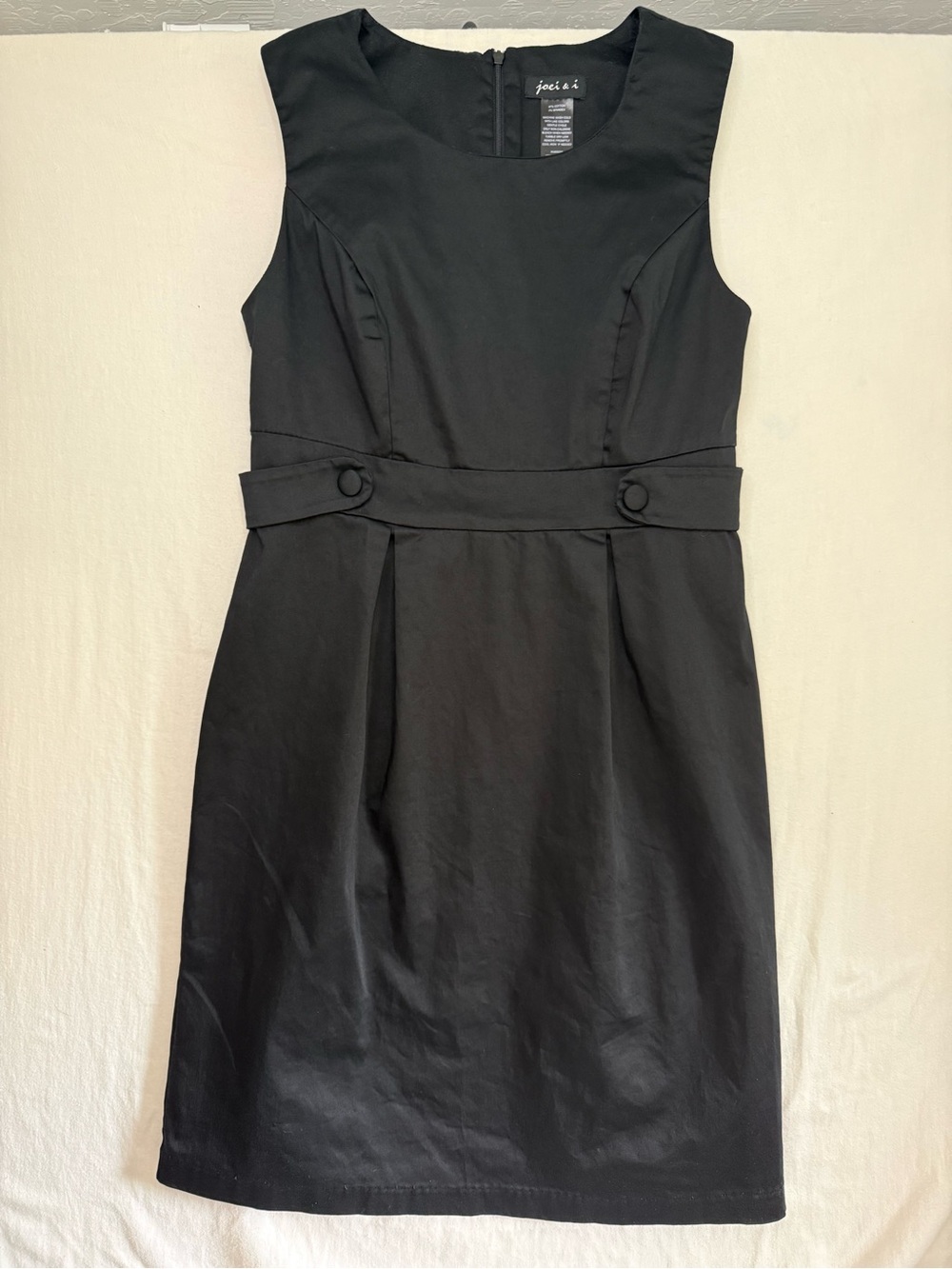 Jodi Kristopher Black Sleeveless Belted Cotton Sheath Dress Size 4